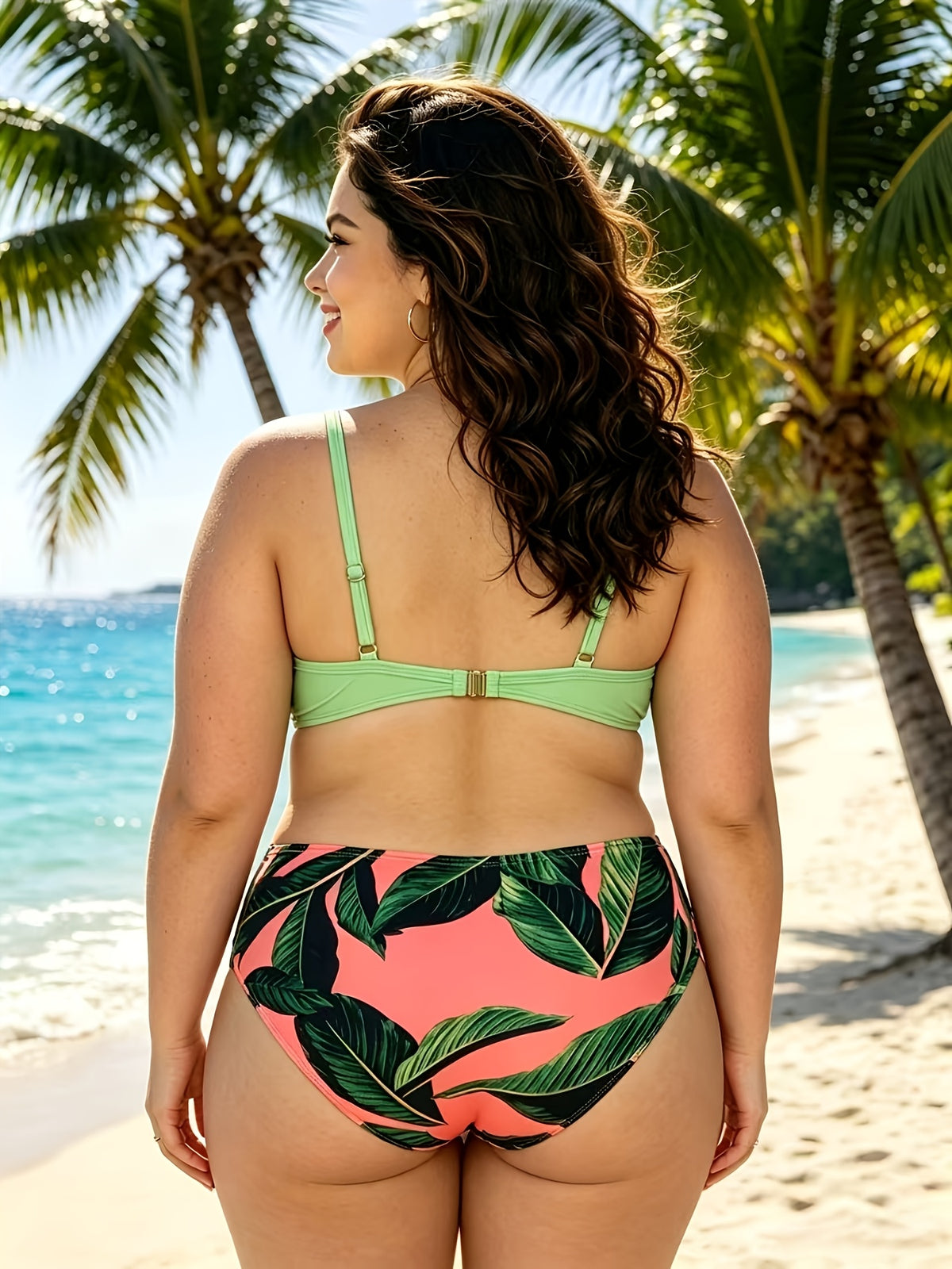 Maillot de bain grande taille, allure posée, détail du col