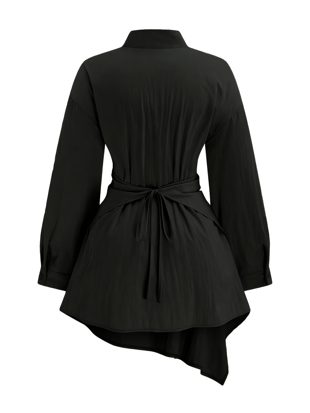 Robe grande taille, coupe ample, manches longues, porté de face