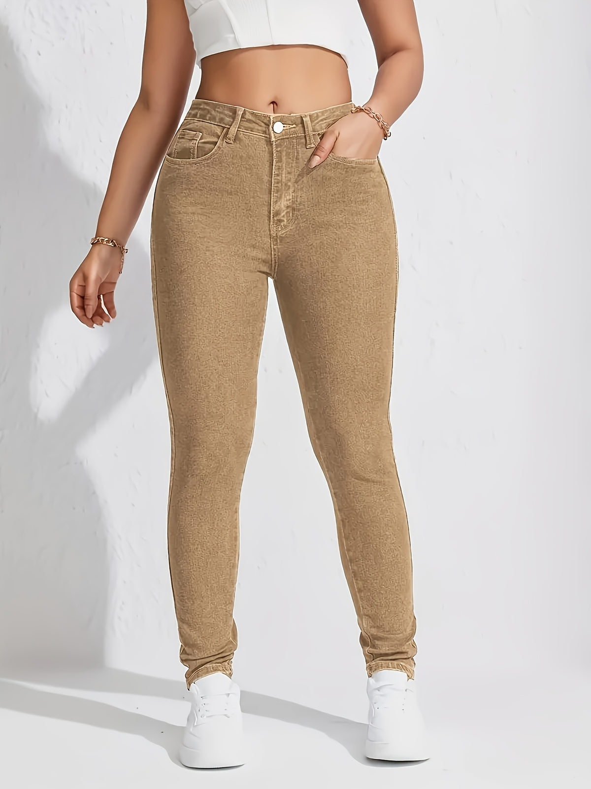 Pantalon grande taille, coupe oversize, fermeture zippée, tombé fluide, autre coloris