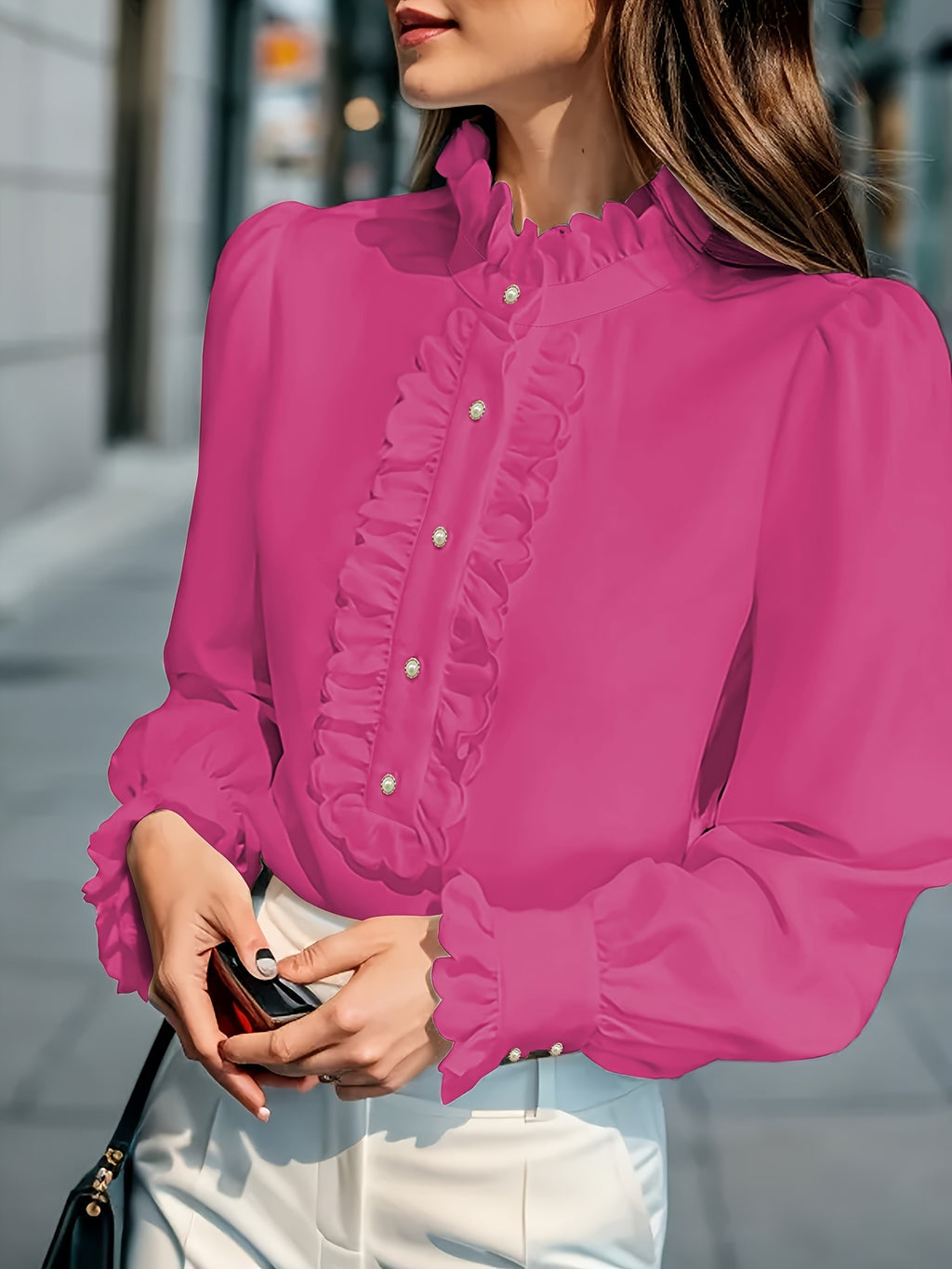 Blouse grande taille, volants, autre coloris