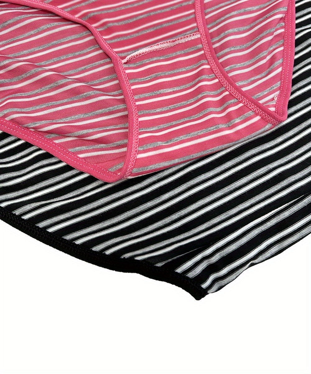 Culotte grande taille à rayures, toucher naturel, ligne épurée, vue de profil