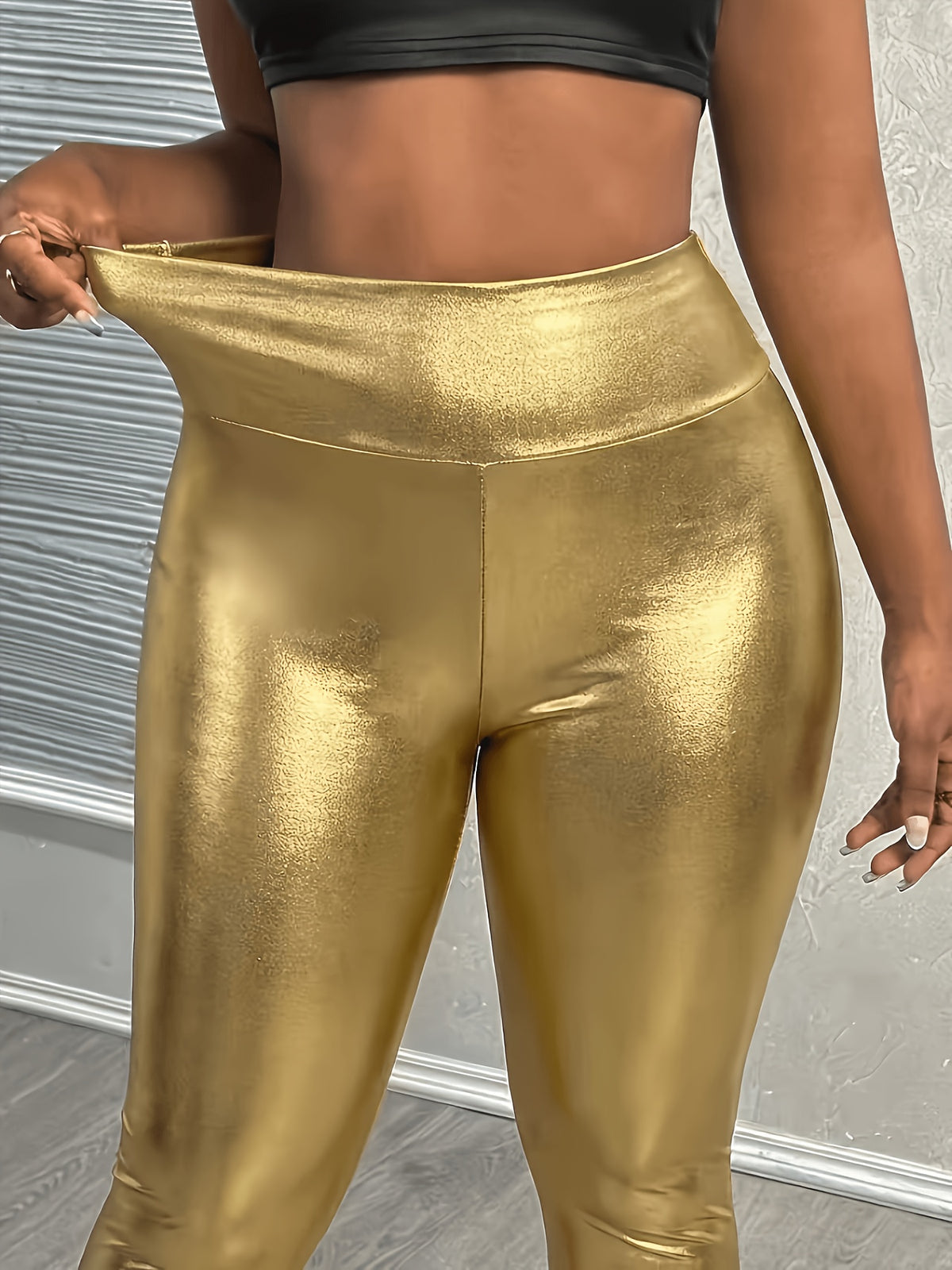 Legging grande taille, esprit décontracté, détail du tissu