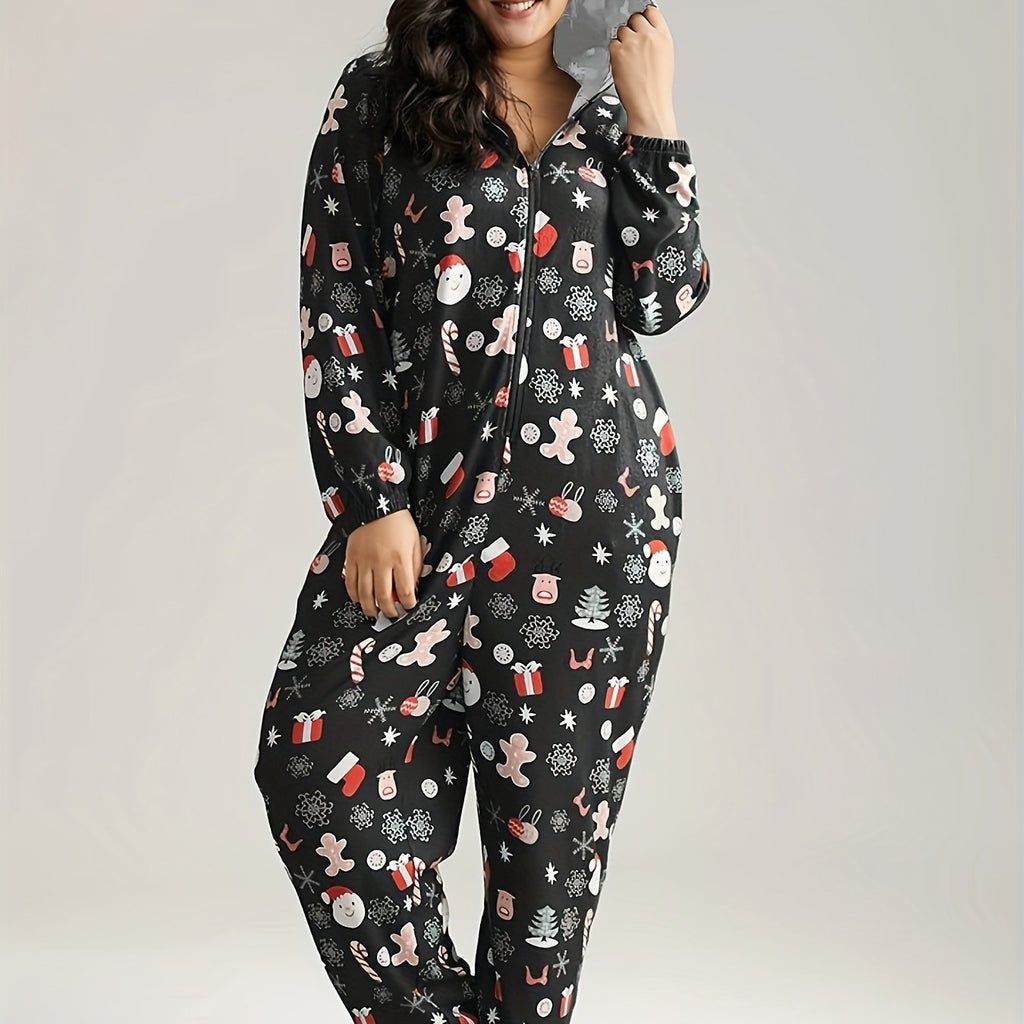 Pyjama grande taille, fermeture zippée, chaleur d'hiver, tissu opaque