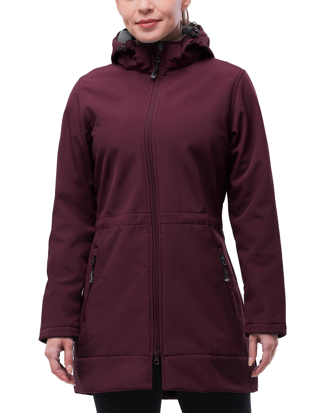 Veste grande taille, capuche, chaleur d'hiver, coupe-vent, vu de dos