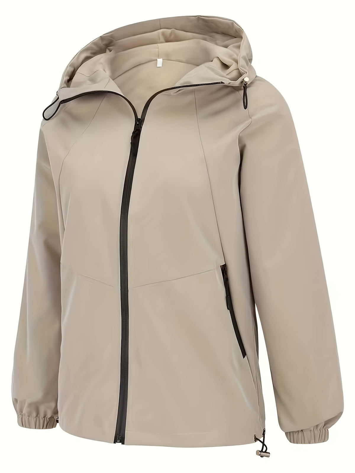 Veste grande taille, fermeture zippée, esprit trench, gros plan