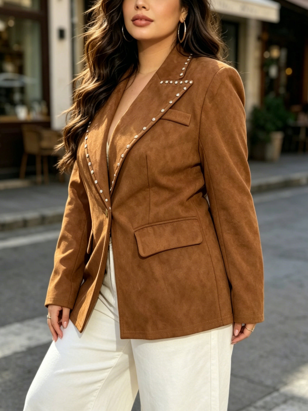 Veste grande taille, coupe cintrée, vu de dos