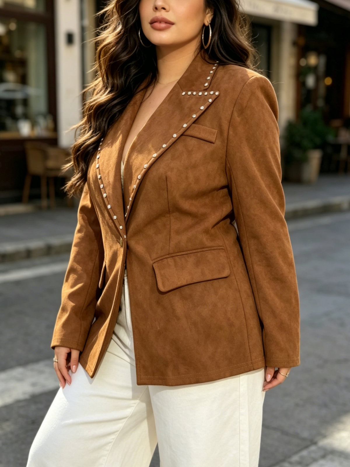 Veste grande taille, coupe cintrée, vu de dos