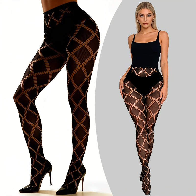 Collant grande taille, détail ajouré, gros plan