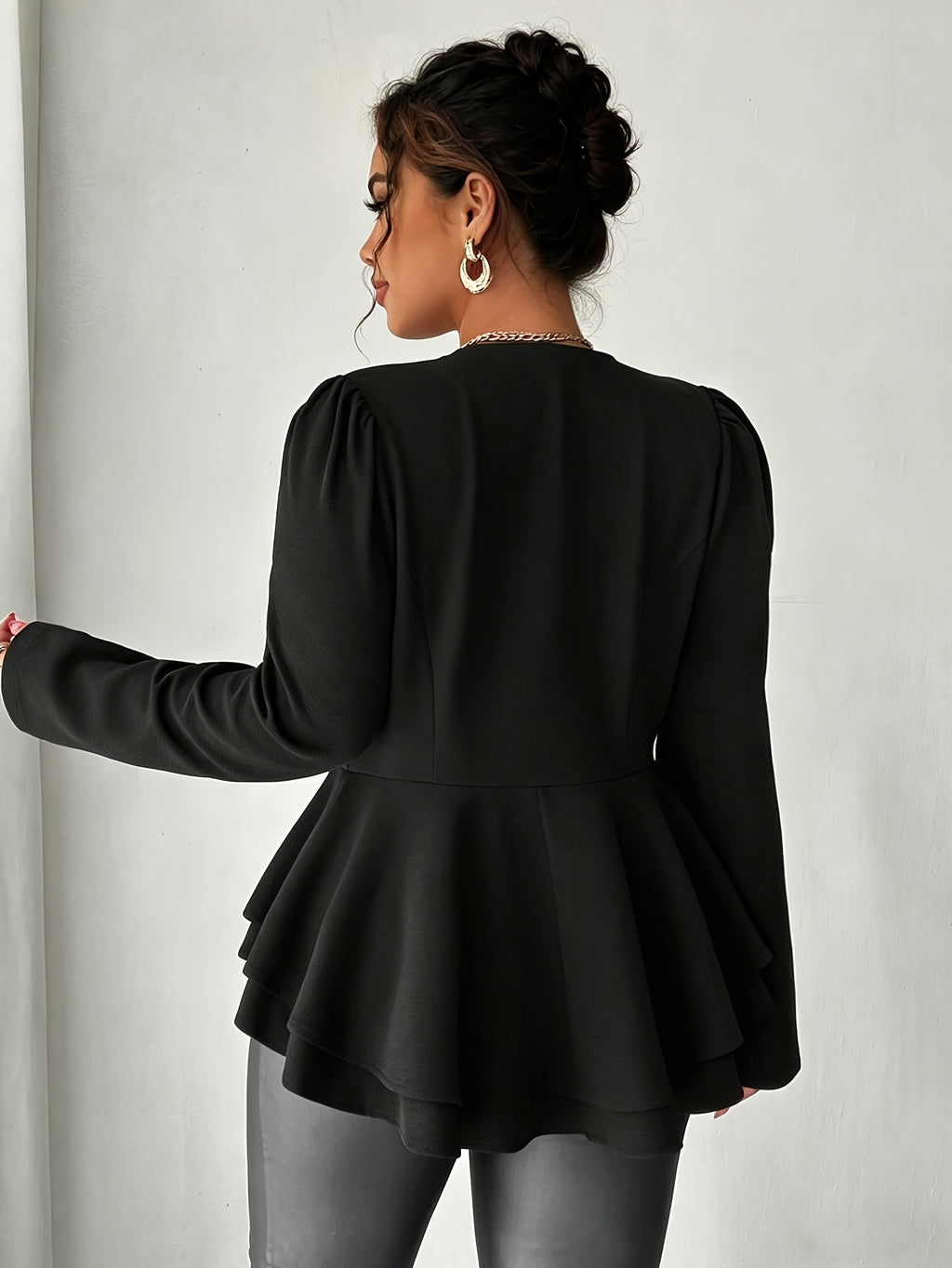 Blazer grande taille, coupe oversize, manches longues, chaleur d'hiver, porté de face