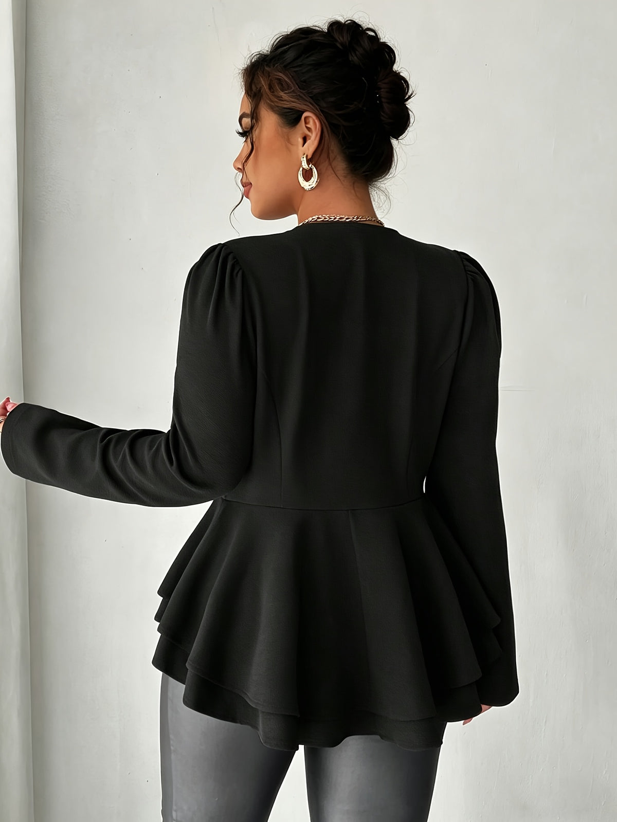 Blazer grande taille, coupe oversize, manches longues, chaleur d'hiver, porté de face