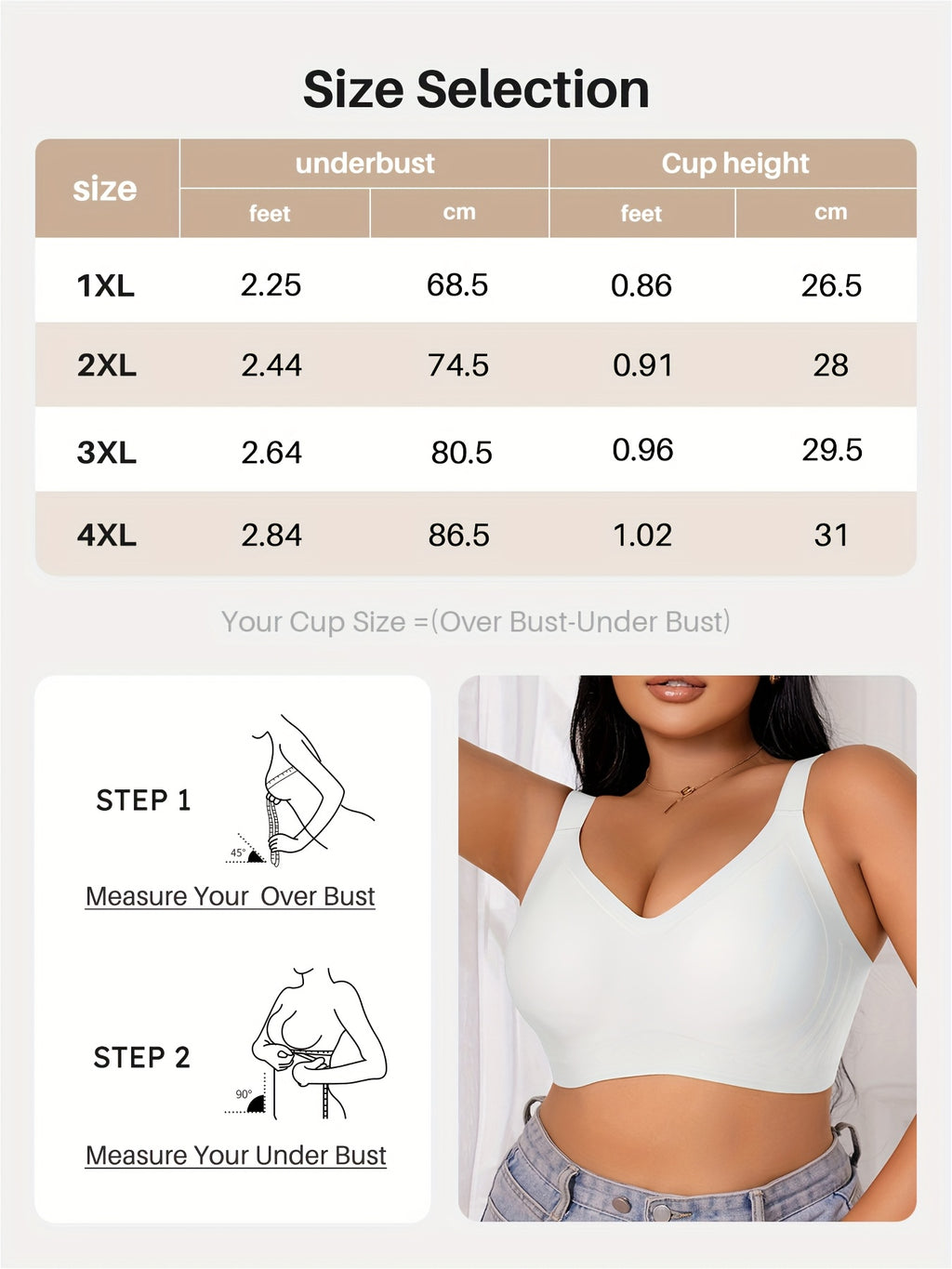 Soutien-gorge grande taille, encolure nette, mise en situation