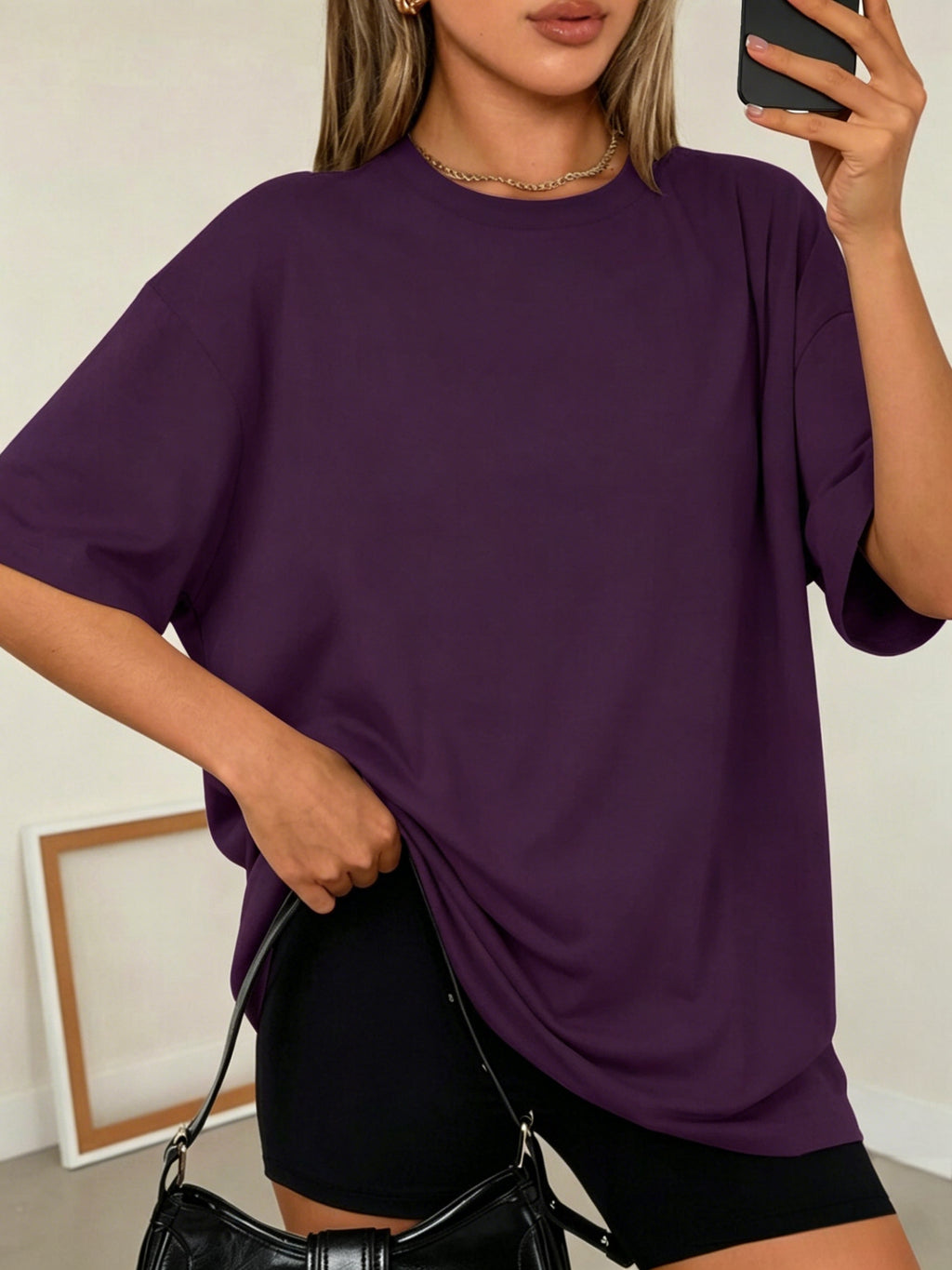 T-shirt grande taille, coupe ample, manches courtes, esprit sportif, vu de dos