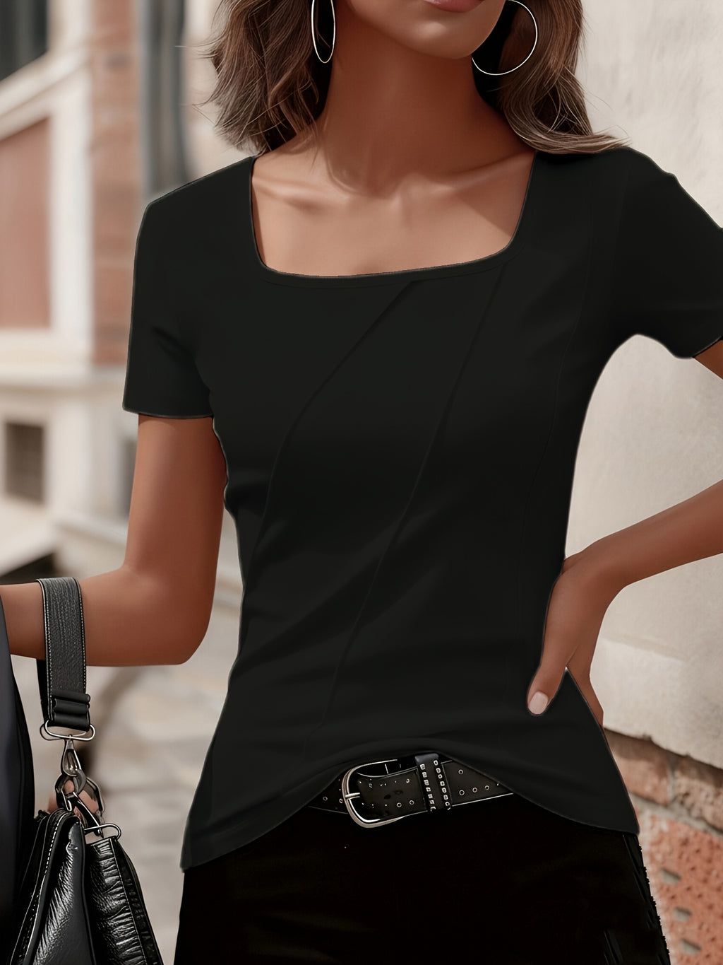 Top grande taille, coupe oversize, manches courtes, vu de dos