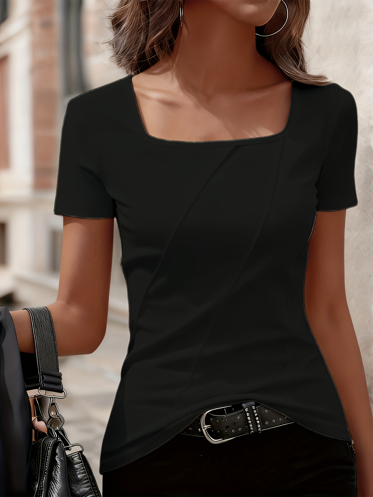 Top grande taille, coupe oversize, manches courtes