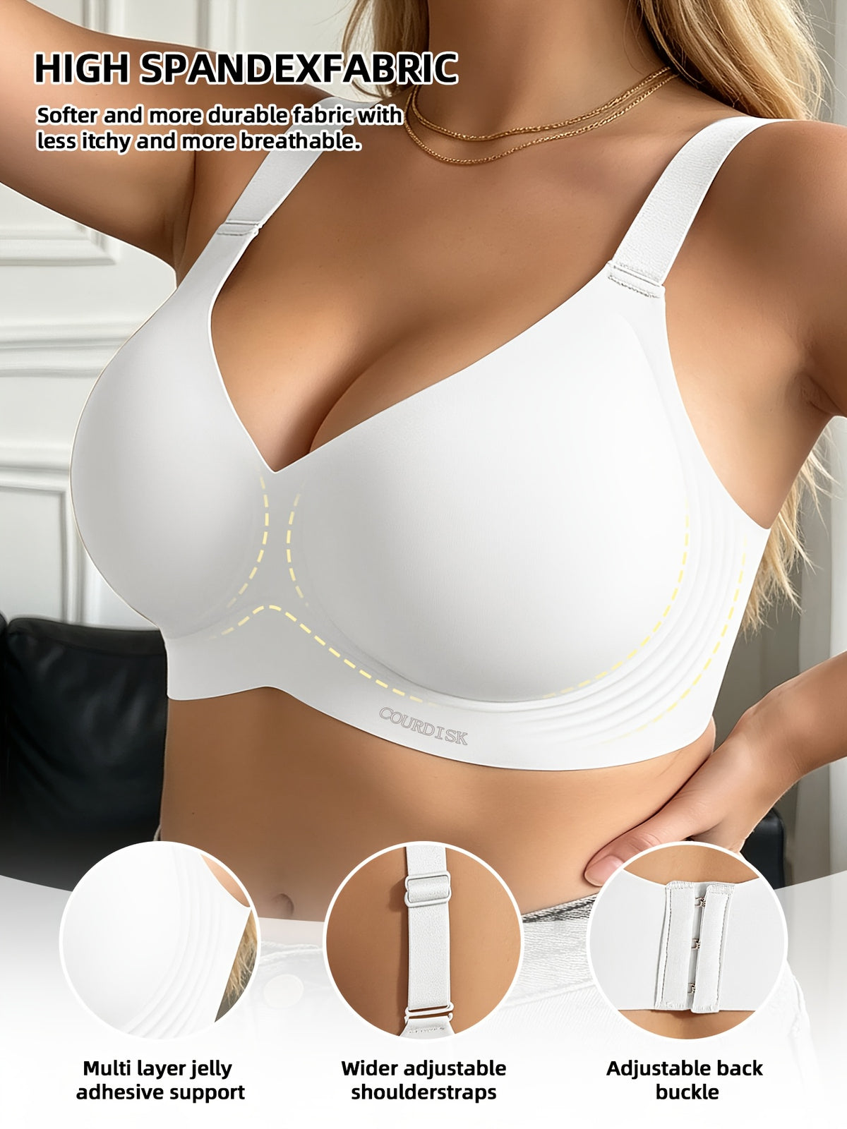 Soutien-gorge grande taille, coupe ample, ligne affirmée, mise en situation