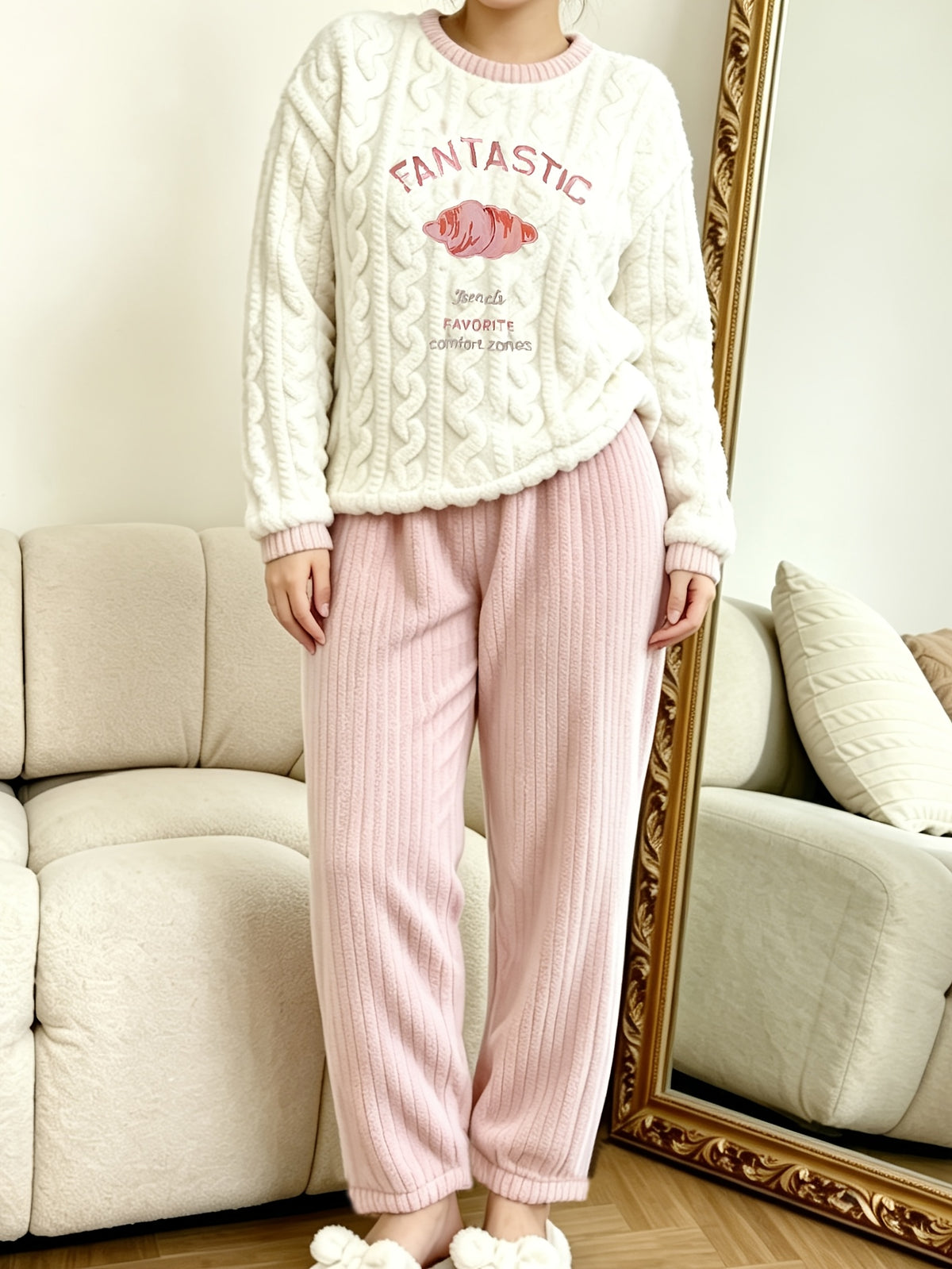 Pyjama grande taille, chaleur d'hiver, esprit décontracté — composition : 100% Polyester Image