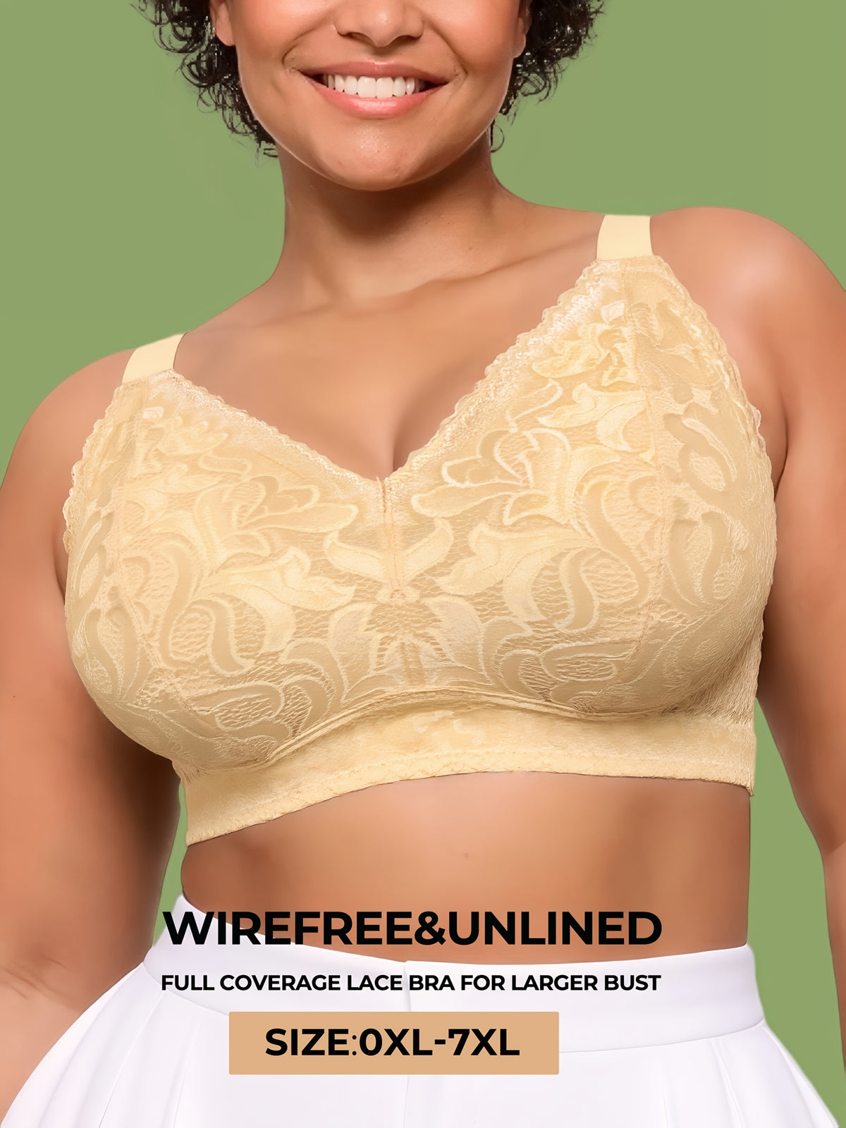 Soutien-gorge grande taille en dentelle, effet ajouré, vue de profil