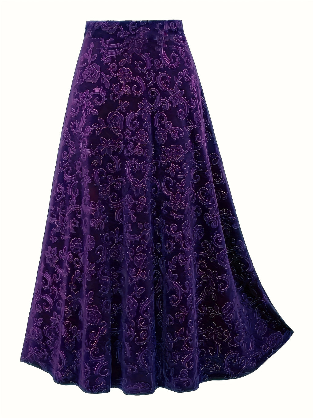 Jupe grande taille à imprimé fleuri, coupe droite, esprit décontracté, mise en situation