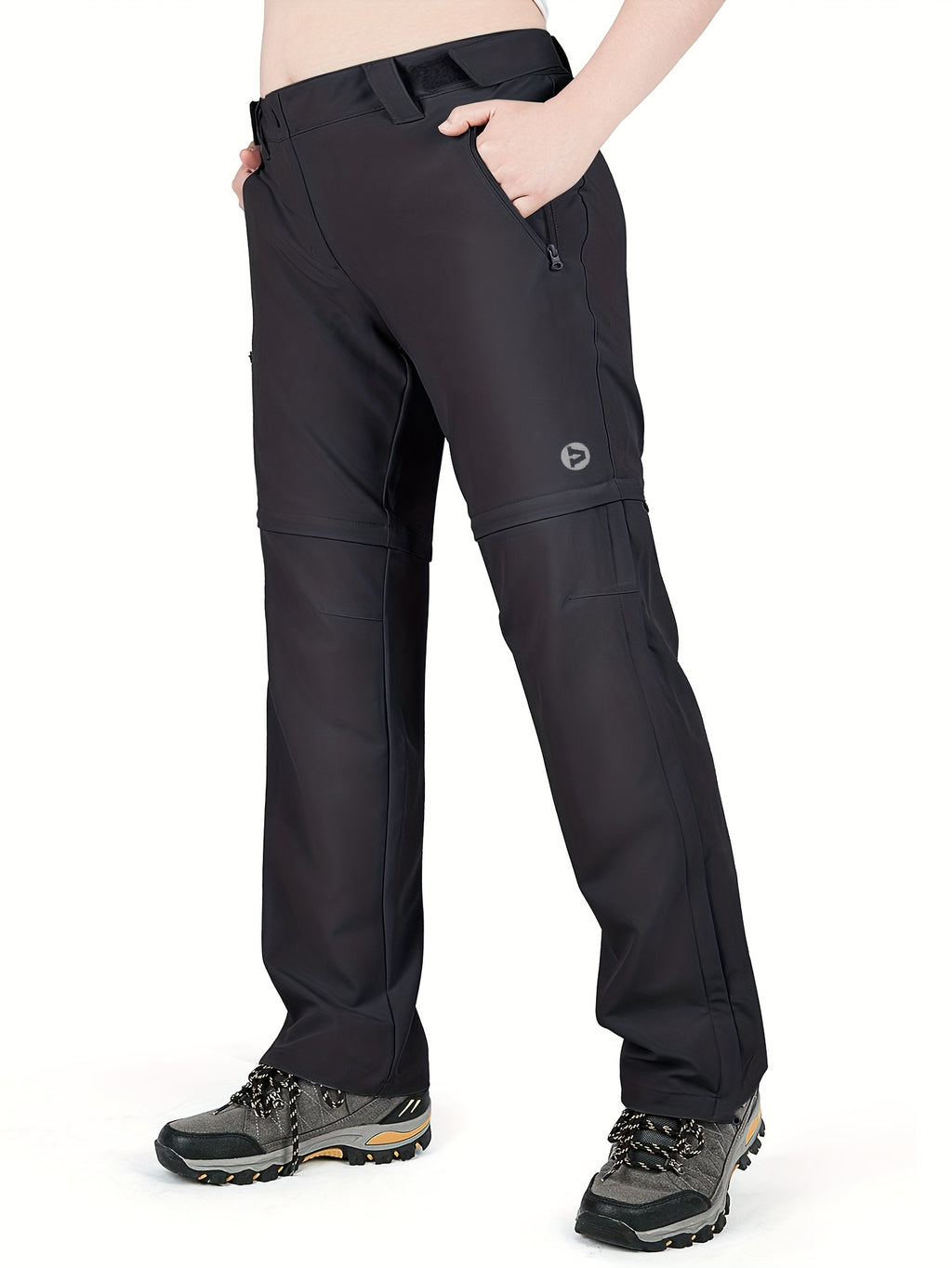 Pantalon grande taille, poches plaquées, fermeture zippée, vu de dos