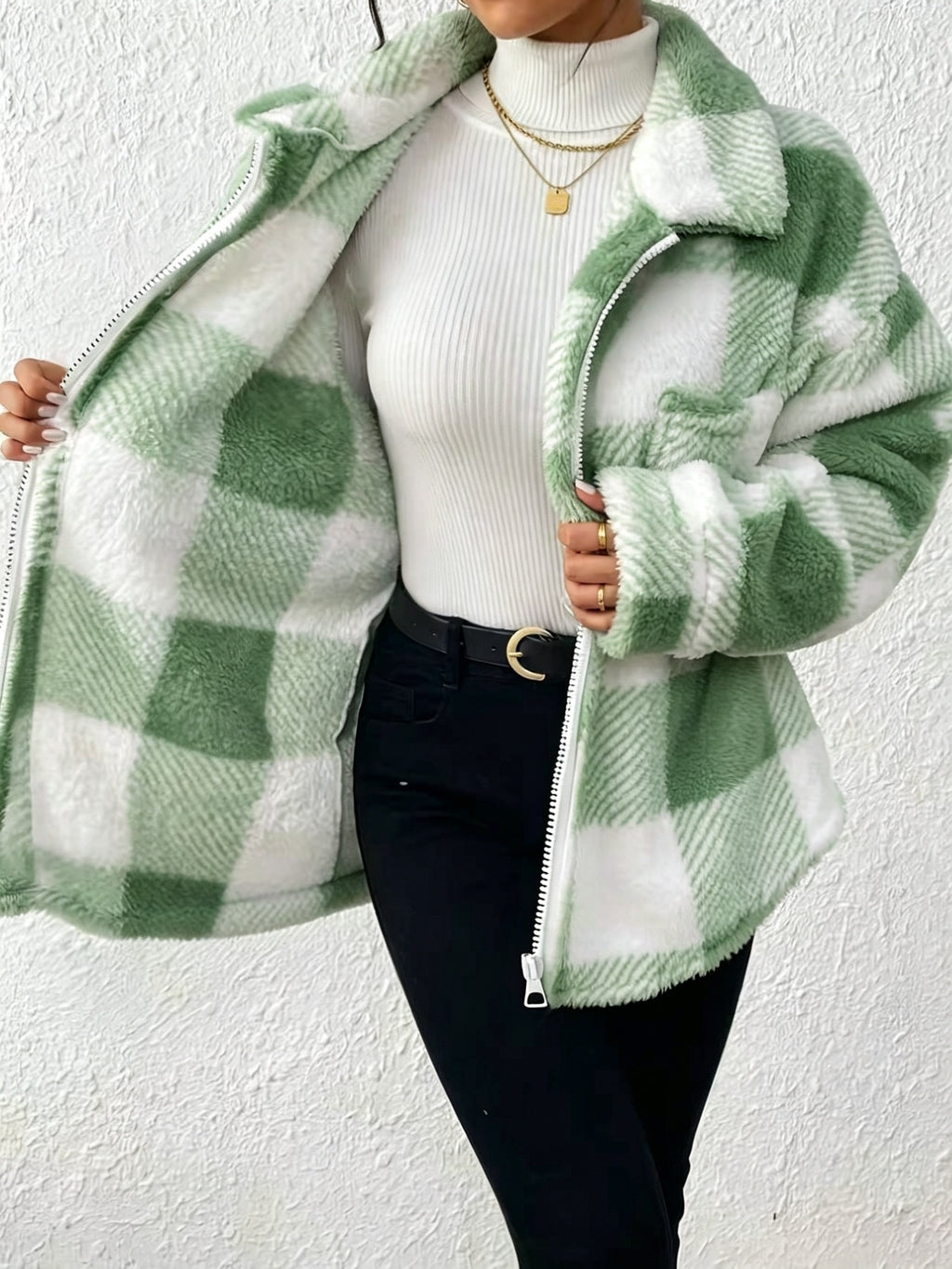 Veste grande taille, fermeture zippée, chaleur d'hiver, tissu opaque