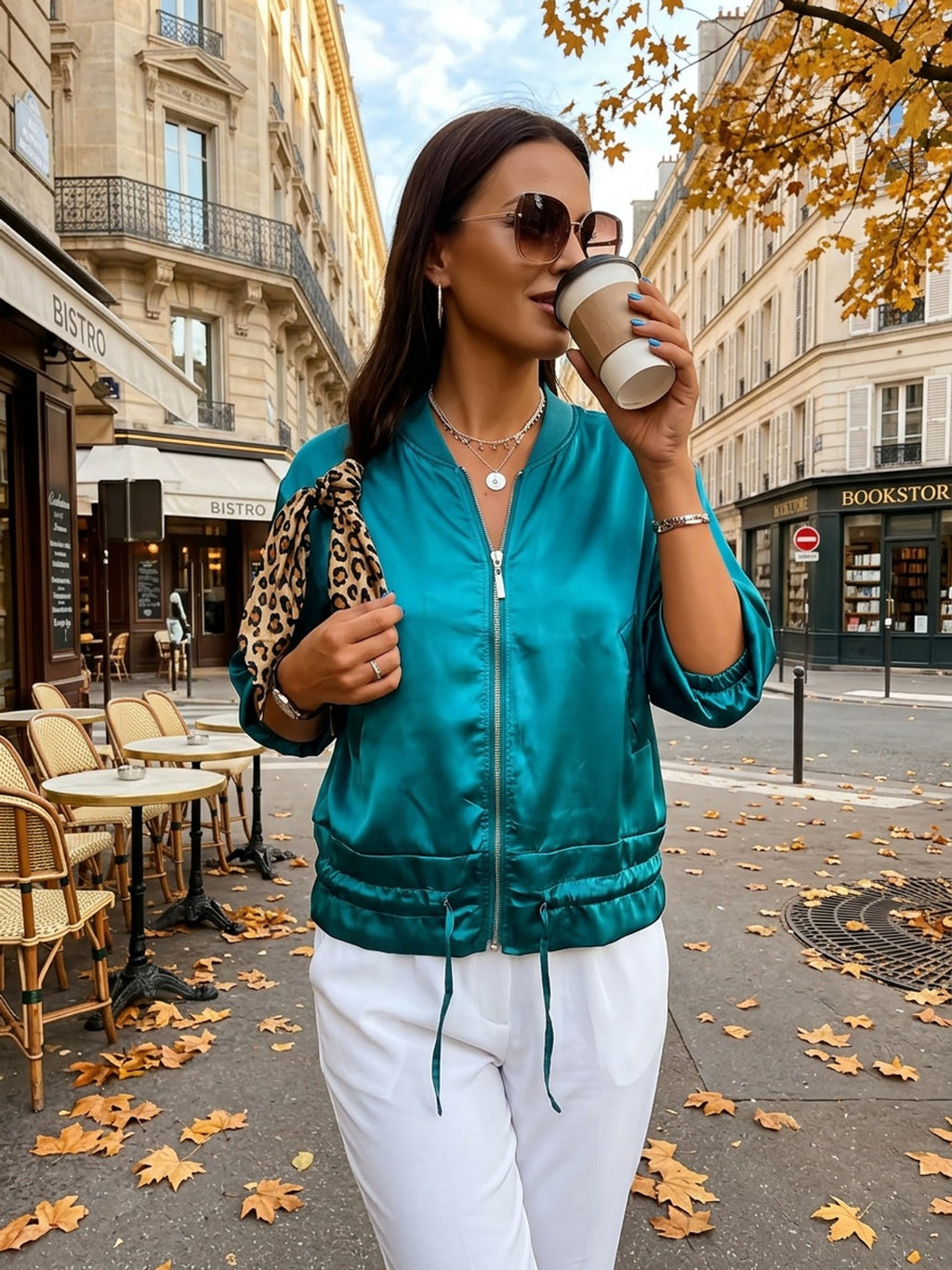 Veste grande taille, coupe ample, ceinture assortie, cordon de serrage, vu de dos
