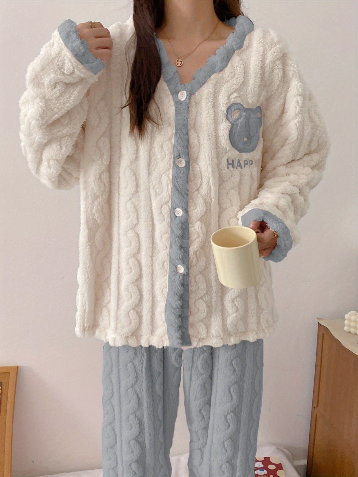Pyjama grande taille, chaleur d'hiver, vu de dos