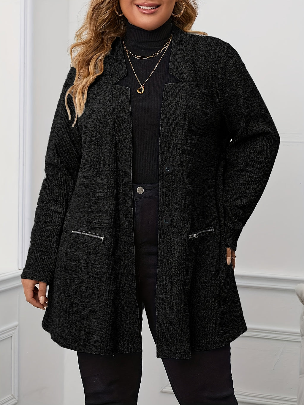 Manteau grande taille, col V