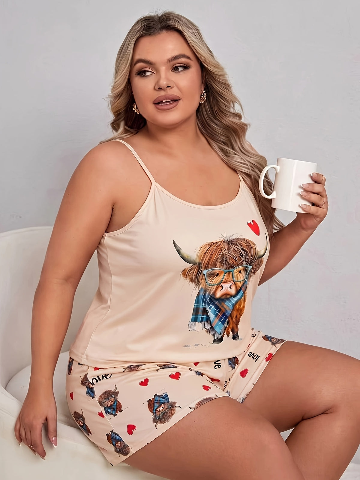 Pyjama grande taille, esprit décontracté, vu de dos