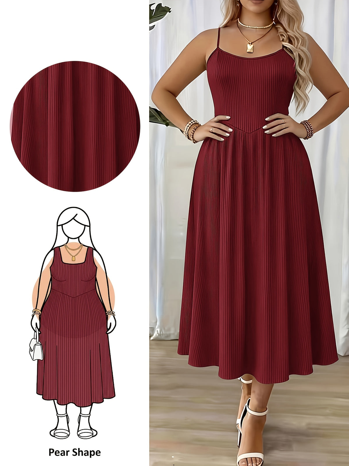 Robe longue grande taille — Maille côtelée à buste pointu