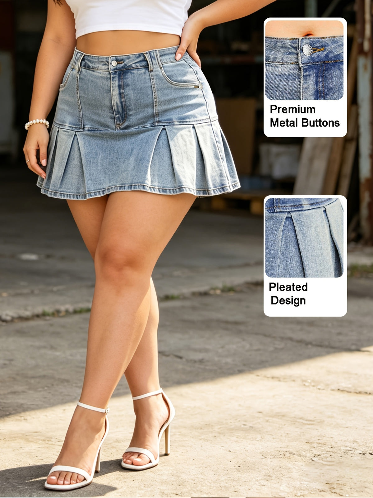 Jupe grande taille, tenue franche, esprit preppy