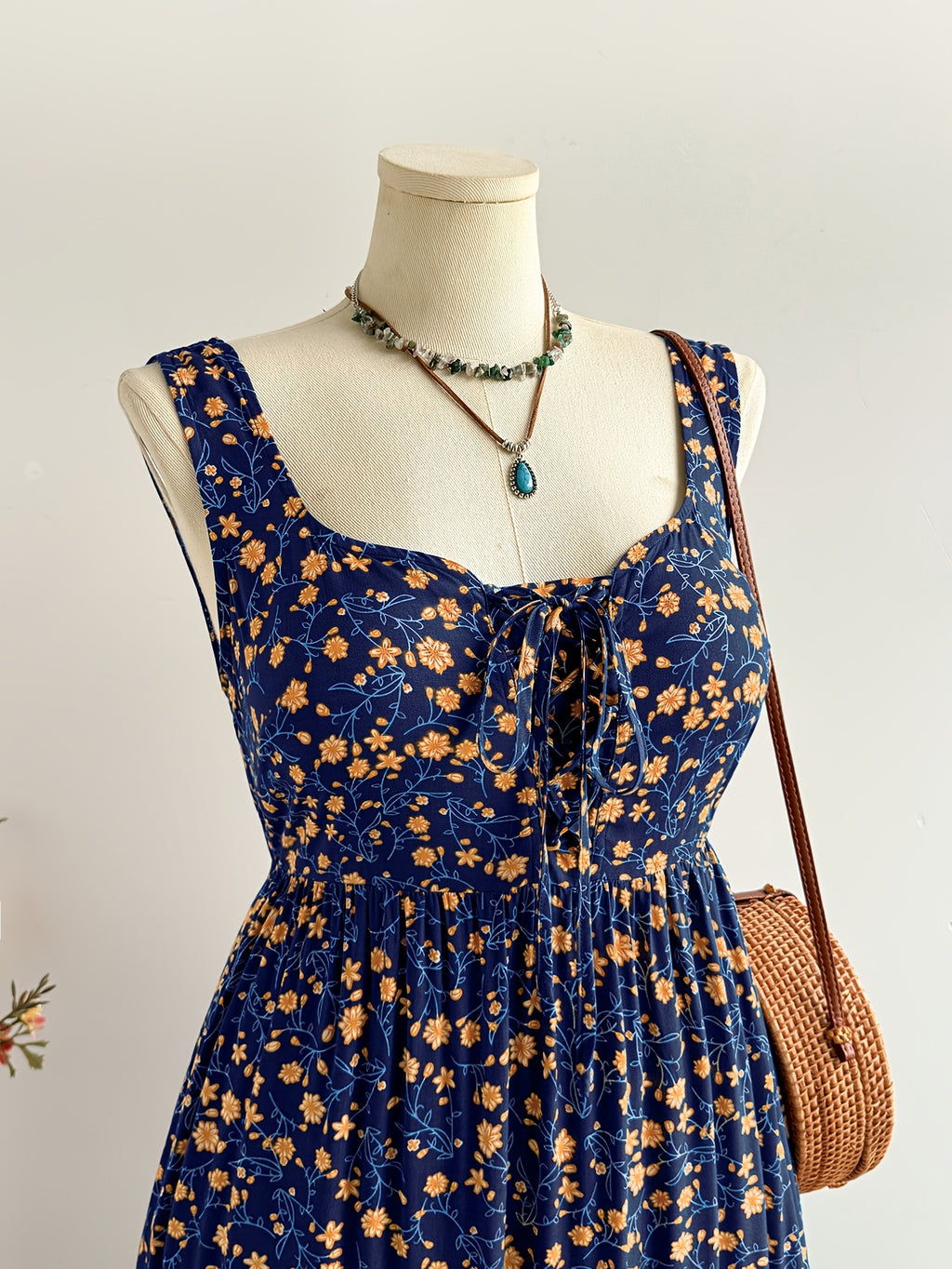 Robe longue grande taille — Viscose bohème à dos smocké