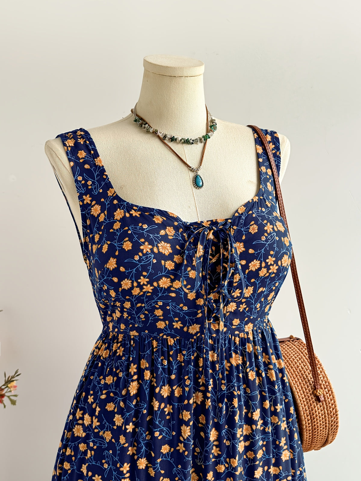 Robe longue grande taille — Viscose bohème à dos smocké