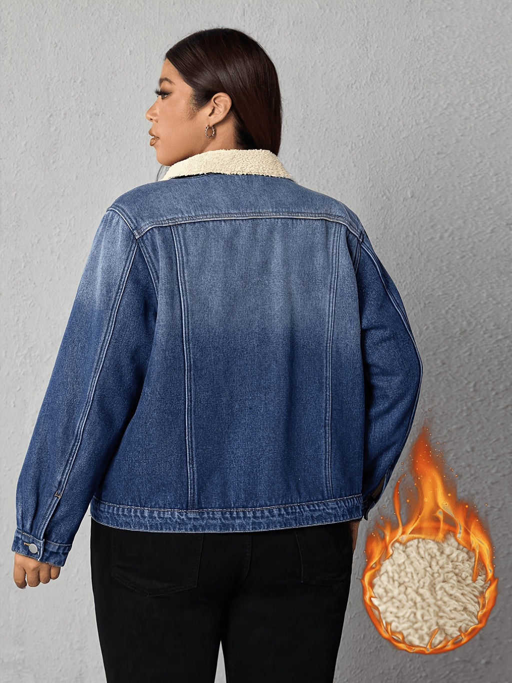 Veste grande taille, coupe oversize, boutonnage, tenue franche, tissu opaque
