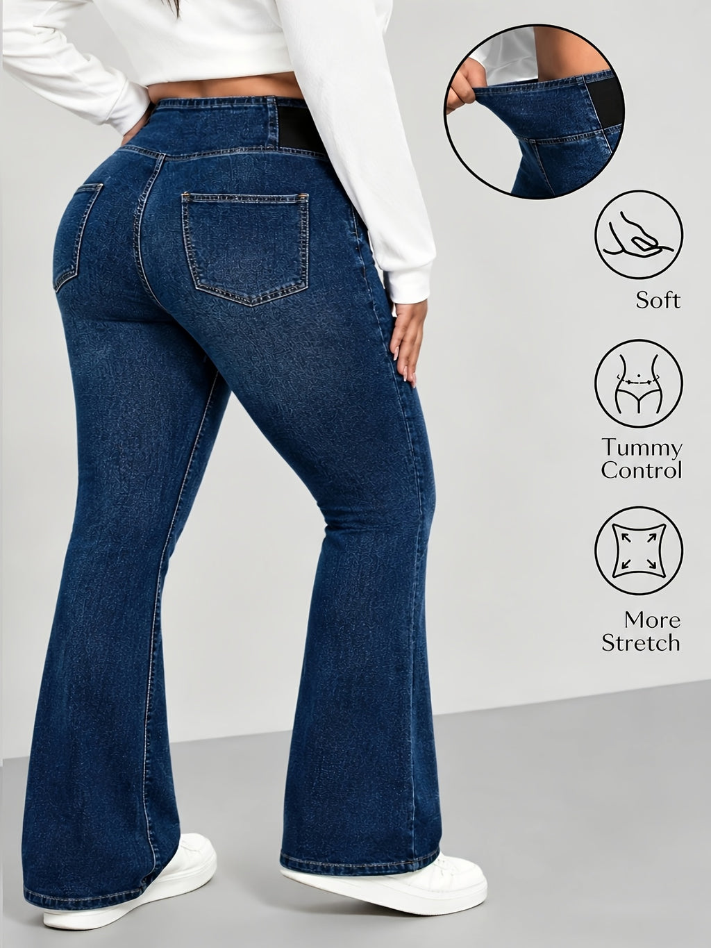 Jean grande taille, coupe oversize, doublure, tenue franche — matière : denim