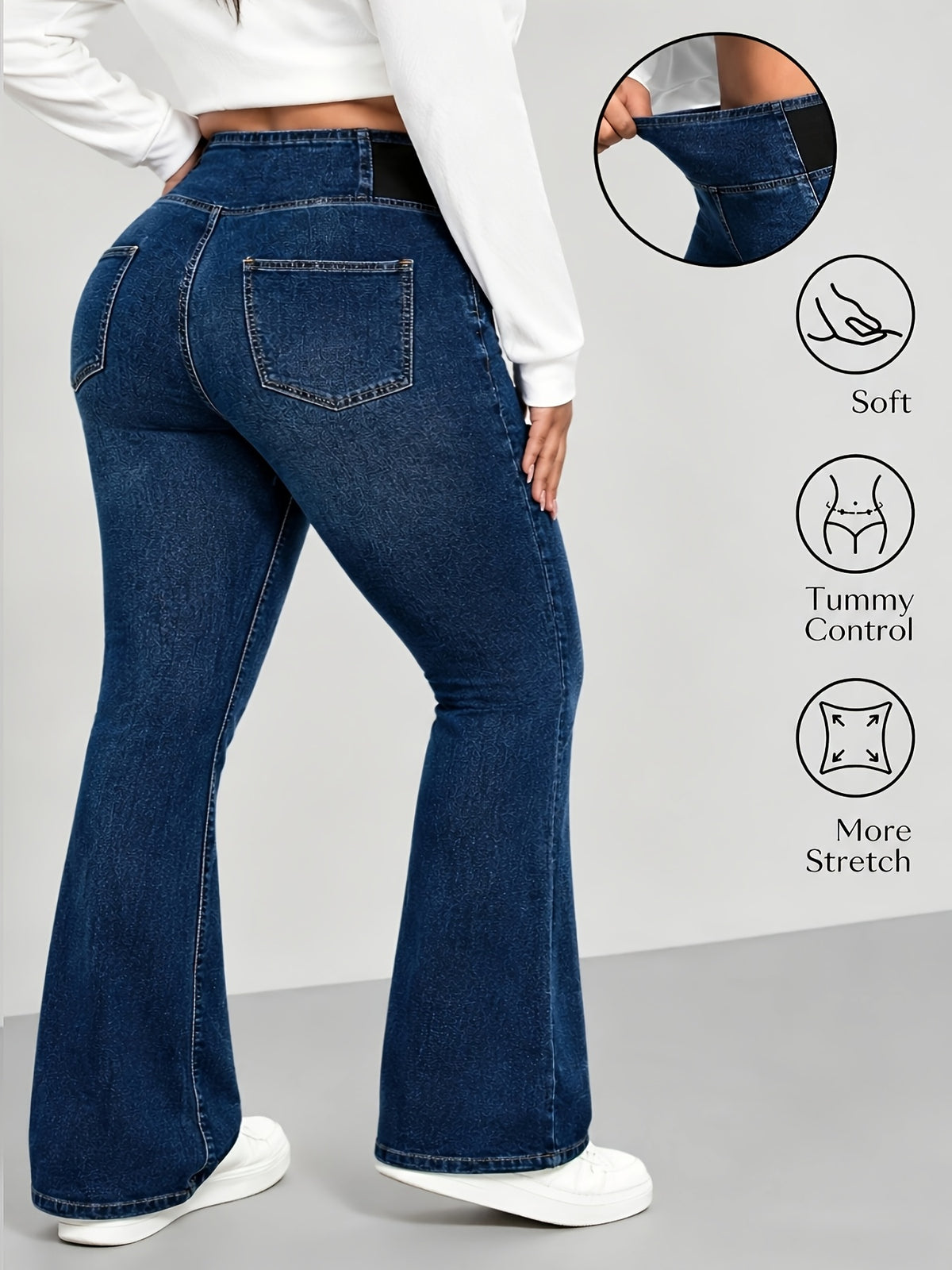 Jean grande taille, coupe oversize, doublure, tenue franche — matière : denim Image
