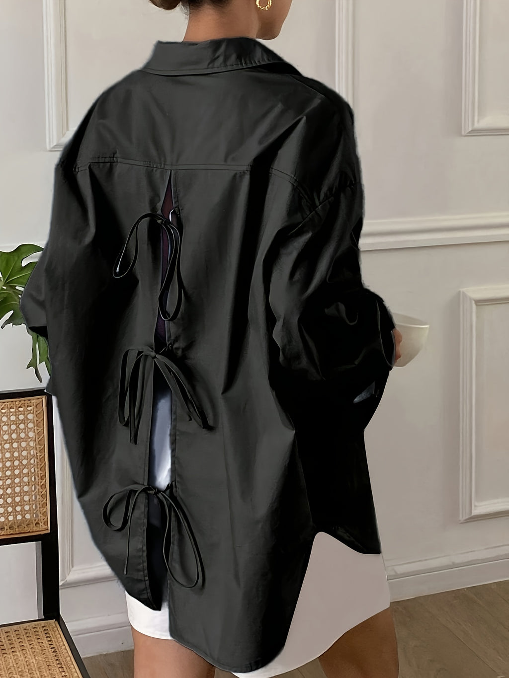 Chemise grande taille, coupe oversize, manches longues, autre coloris