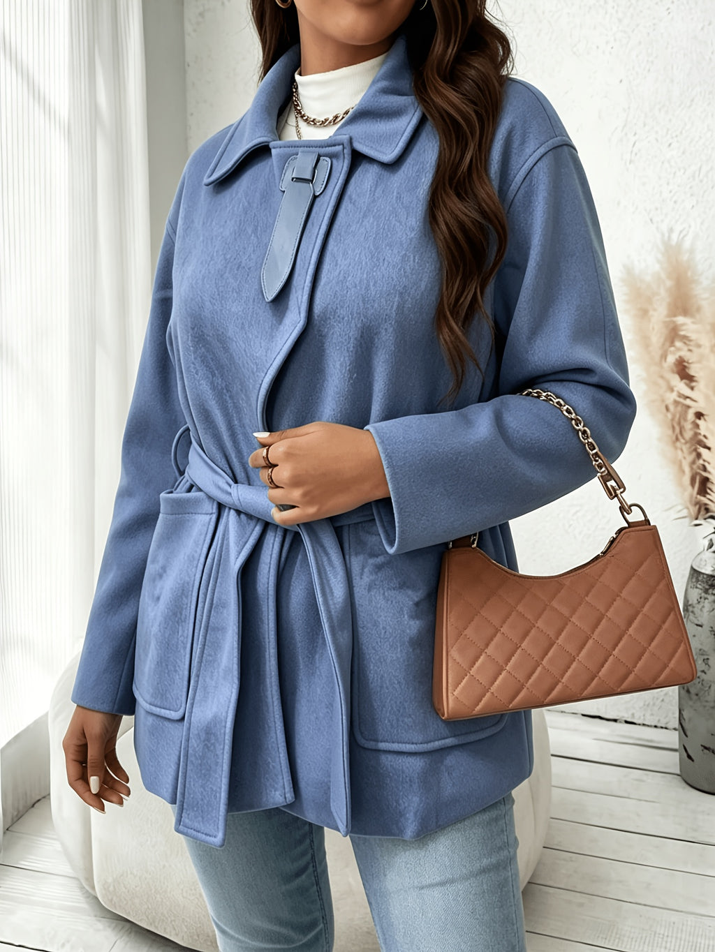 Veste grande taille, ceinture assortie