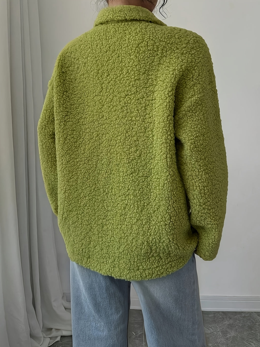 Manteau grande taille, col à revers, boutonnage, chaleur d'hiver, porté de face