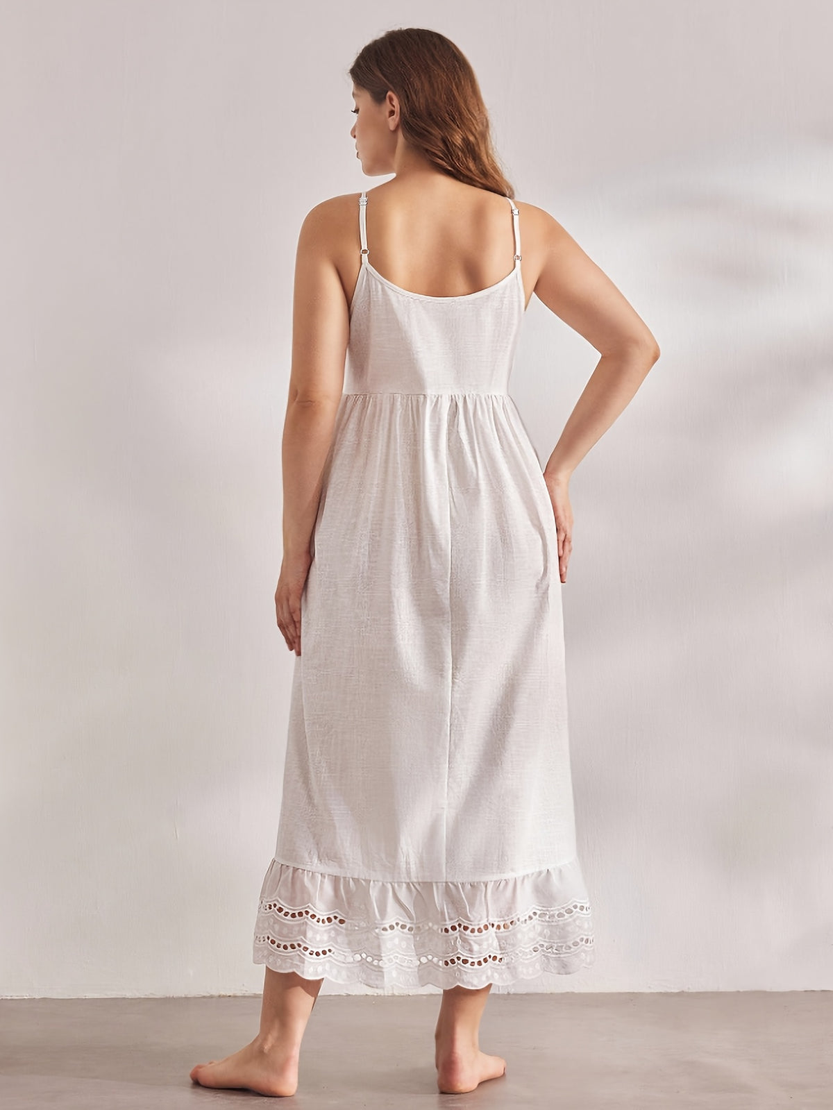 Pyjama grande taille, volants, toucher naturel, tissu opaque