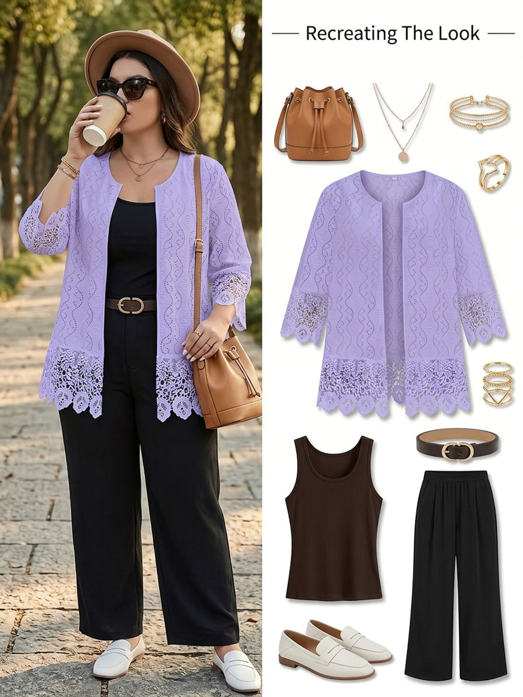 Cardigan grande taille en dentelle, dentelle contrastée, effet ajouré, autre coloris