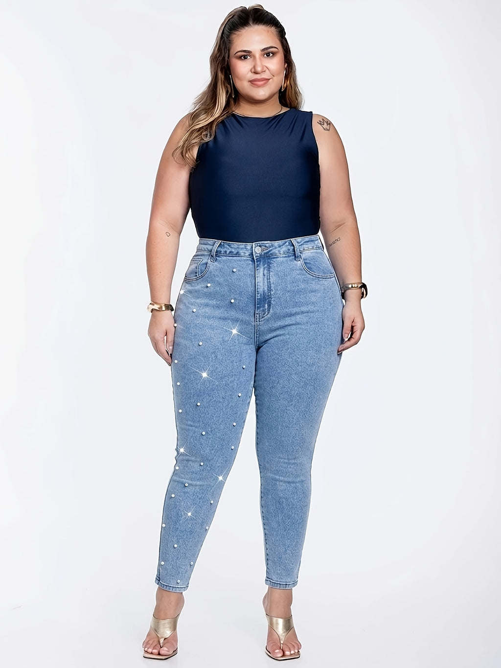 Jean grande taille, coupe ajustée, toucher naturel