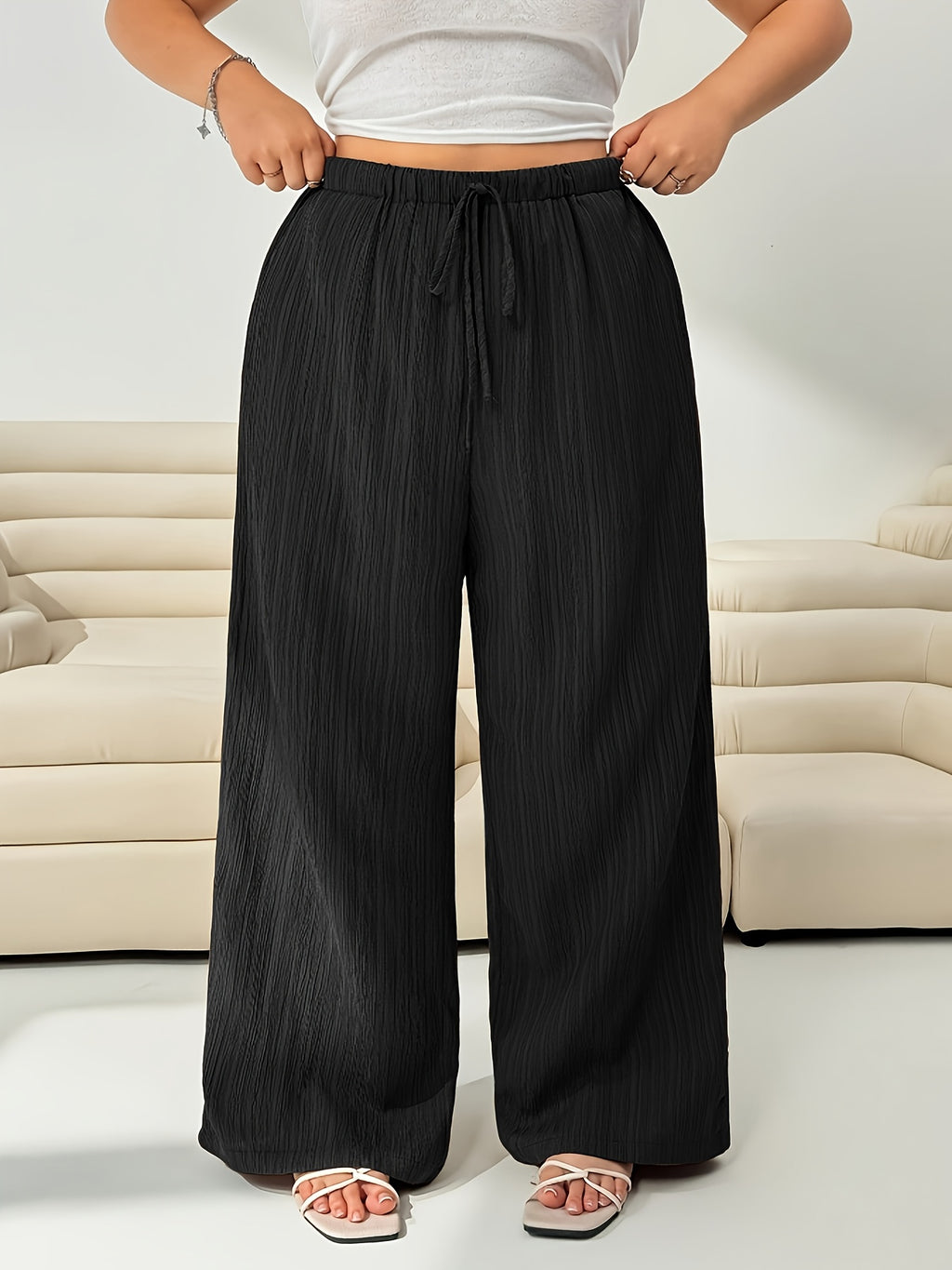 Pantalon d'été grande taille — Lot de 3 palazzos froissés
