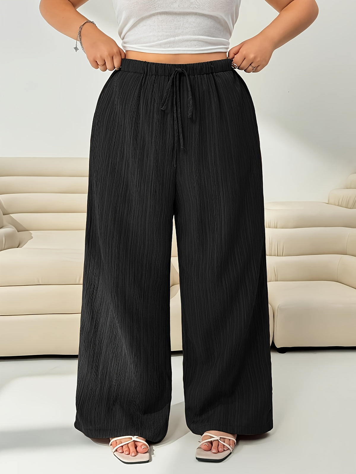 Pantalon d'été grande taille — Lot de 3 palazzos froissés