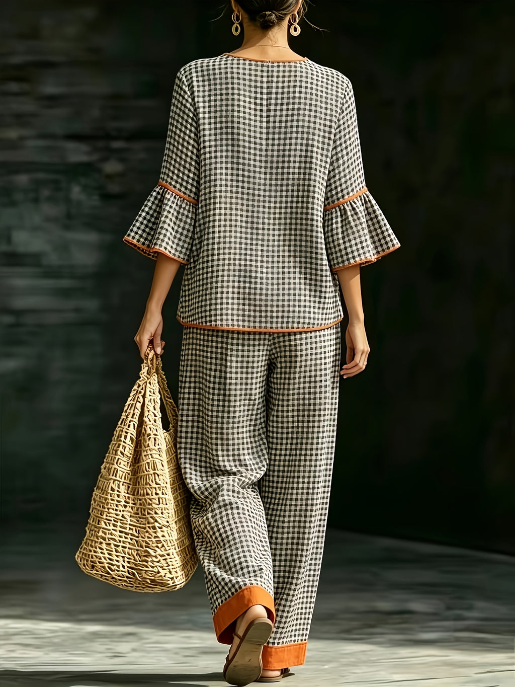 Ensemble grande taille — Tunique à carreaux et pantalon large