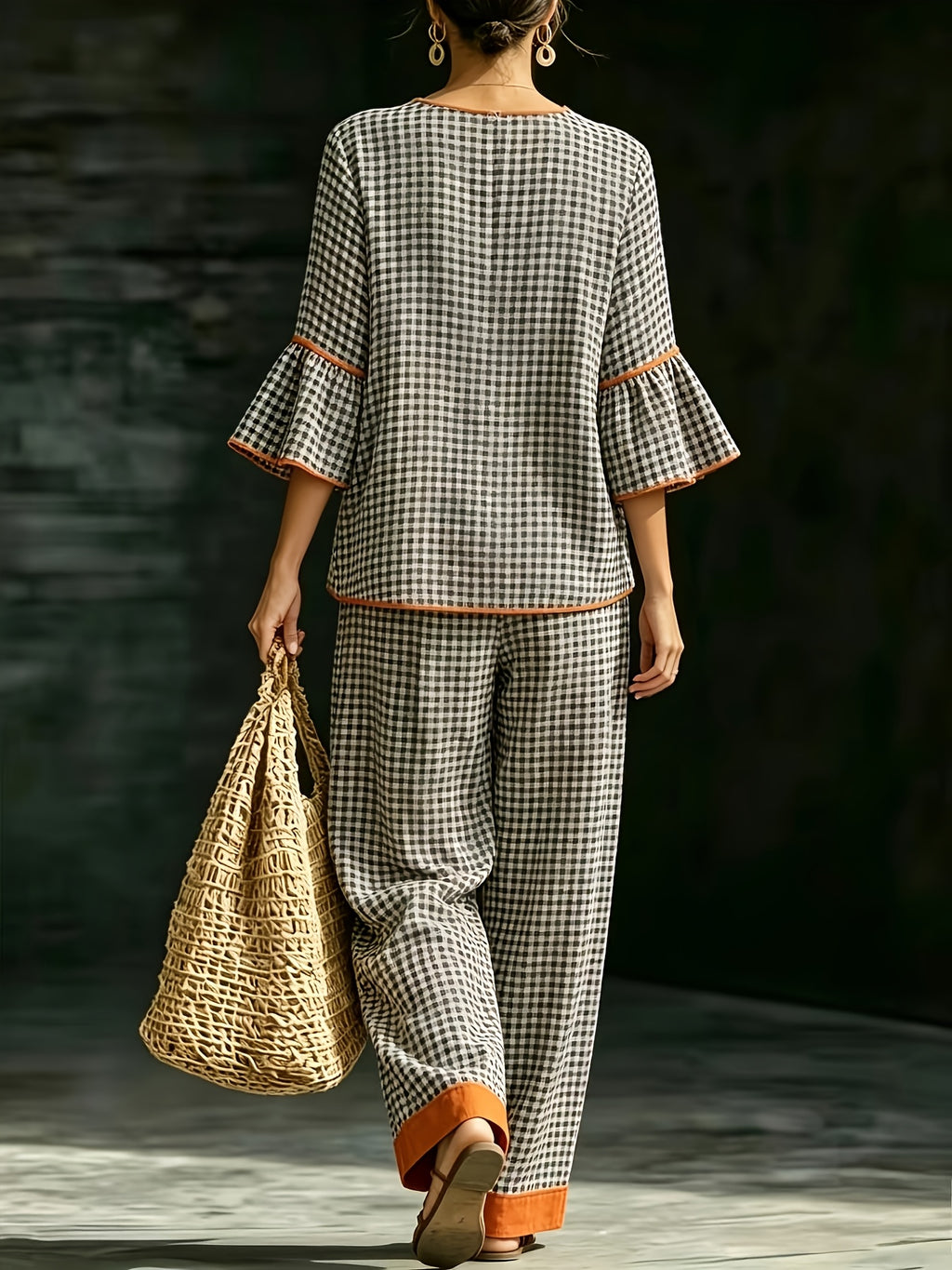 Ensemble grande taille — Tunique à carreaux et pantalon large