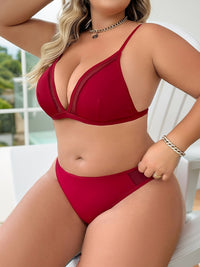 Ensemble lingerie grande taille — Triangle et culotte bordeaux