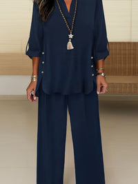 Ensemble marine grande taille — Tunique et pantalon fluide