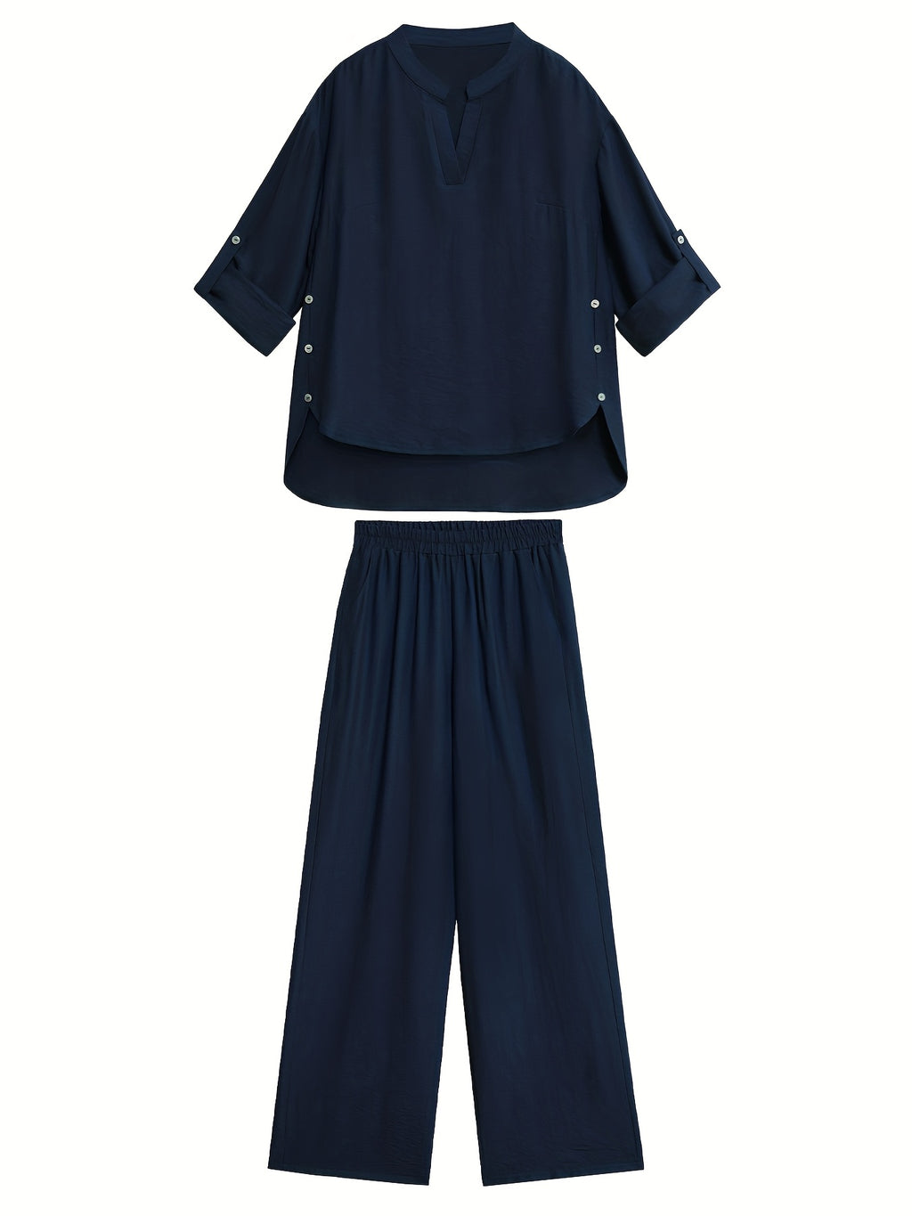 Ensemble marine grande taille — Tunique et pantalon fluide