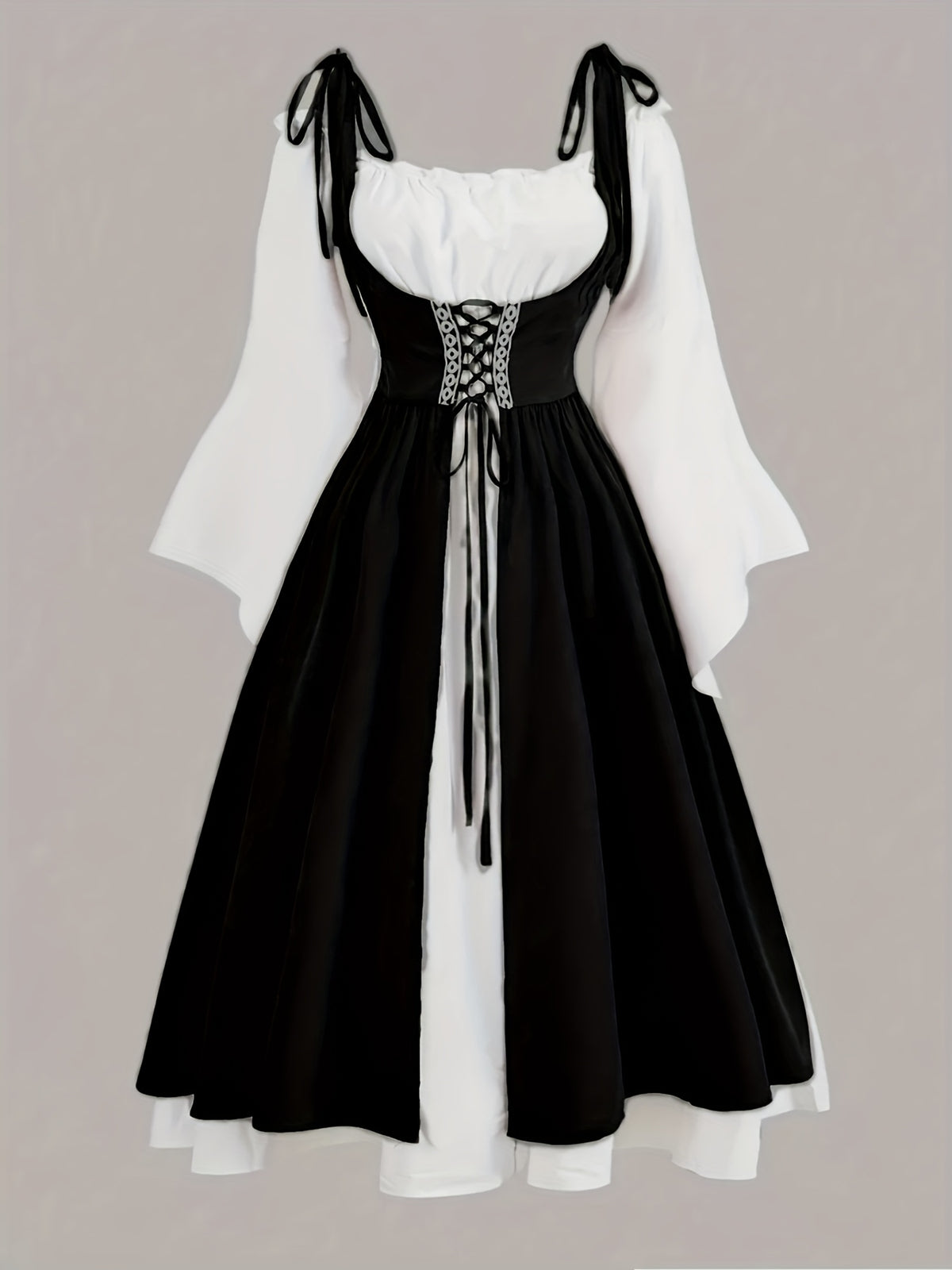 Ensemble robe grande taille — Corset vert lacé sur blanc
