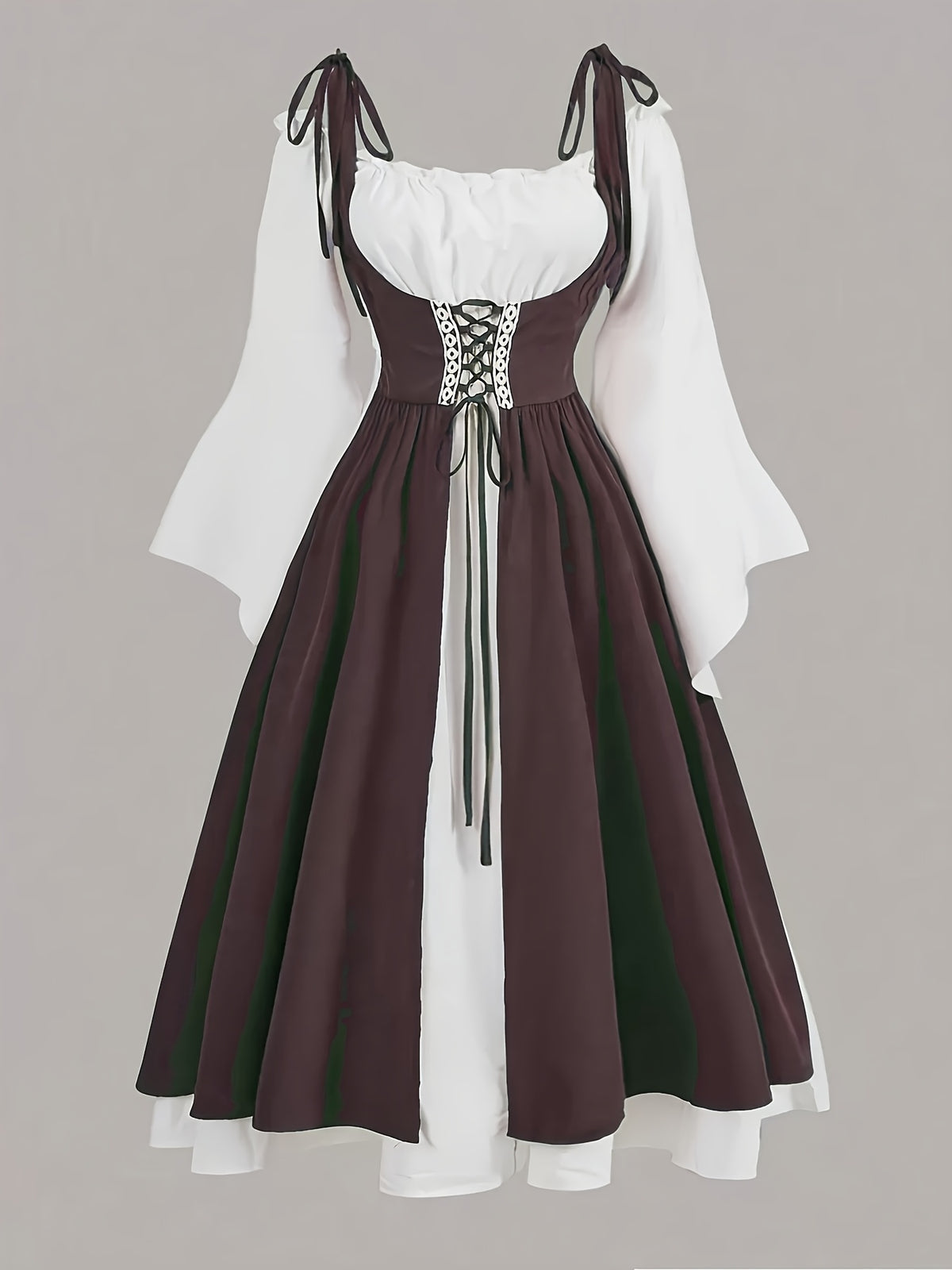 Ensemble robe grande taille — Corset vert lacé sur blanc